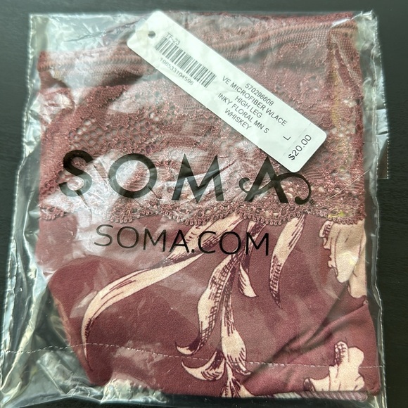 SOMA 3 pair panty - microfiber high leg inky floral whiskey retail $20 each - Picture 3 of 3